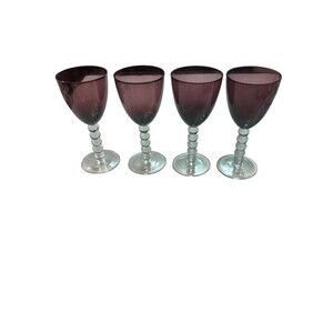 Set of 4 Artland Gestures Purple Hand Blown Glass Wine Water 8 Oz Goblets *New